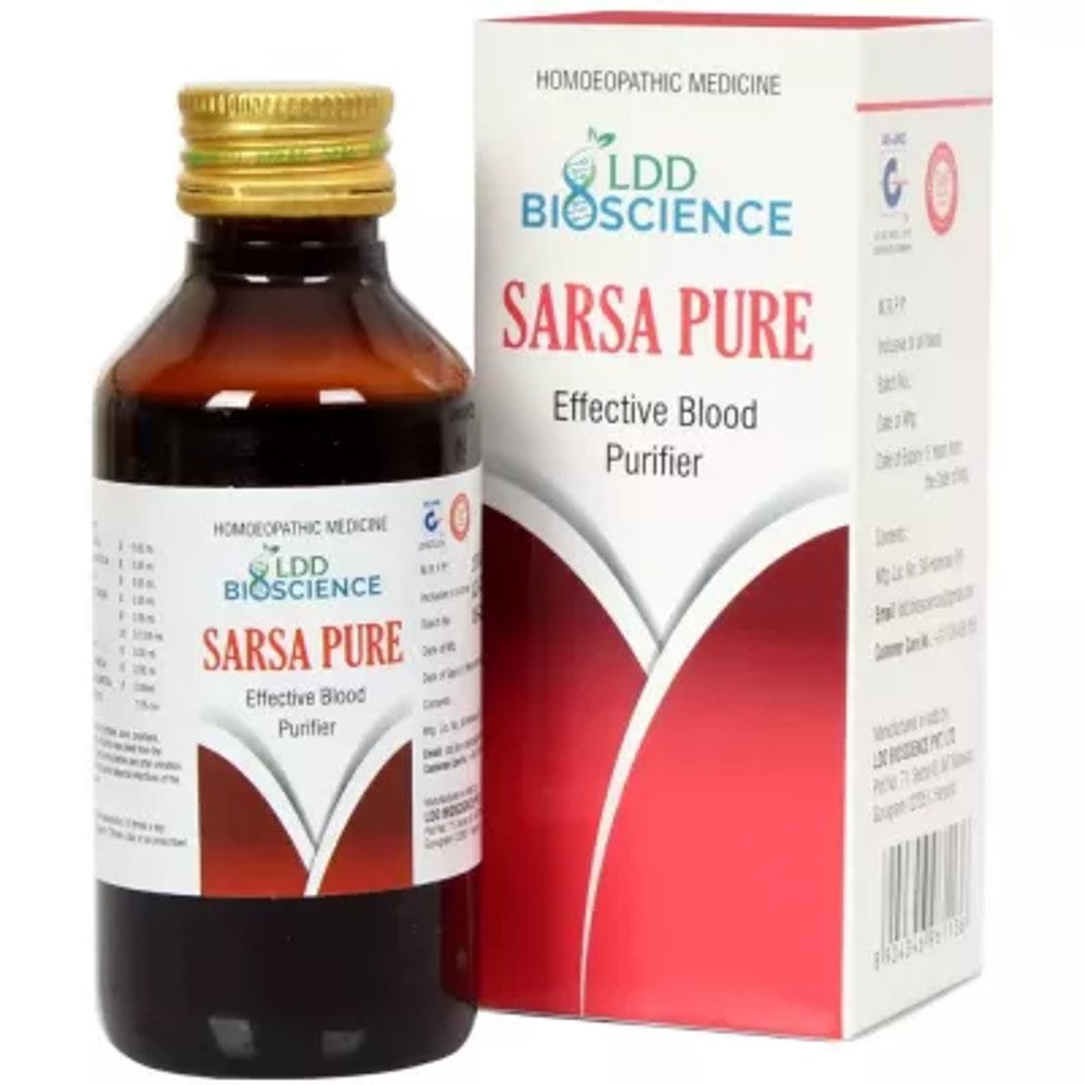 ldd bioscience sarsa pure blood purifier syrup 115ml (for pimples, acne, psoriasis, itching, effecti