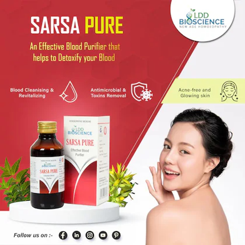 ldd bioscience sarsa pure blood purifier syrup 450ml (for pimples, acne, psoriasis, itching, effecti