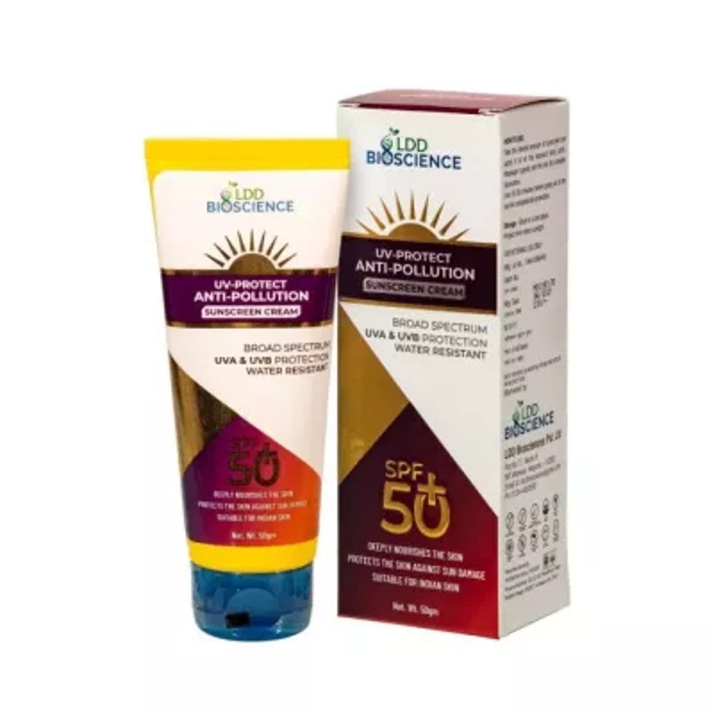 ldd bioscience uv-protect anti-pollution spf 50+ sunscreen cream 50gm