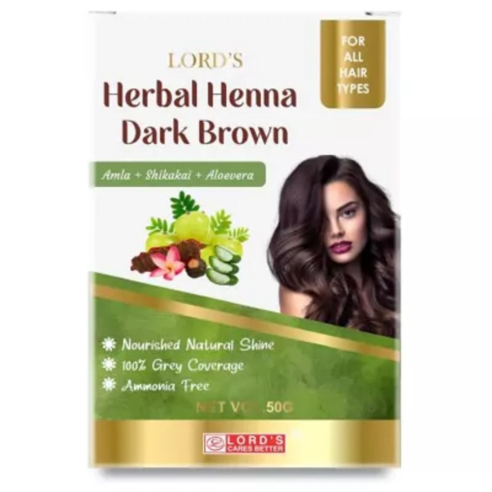 lords herbal henna dark brown hair colour (50g)