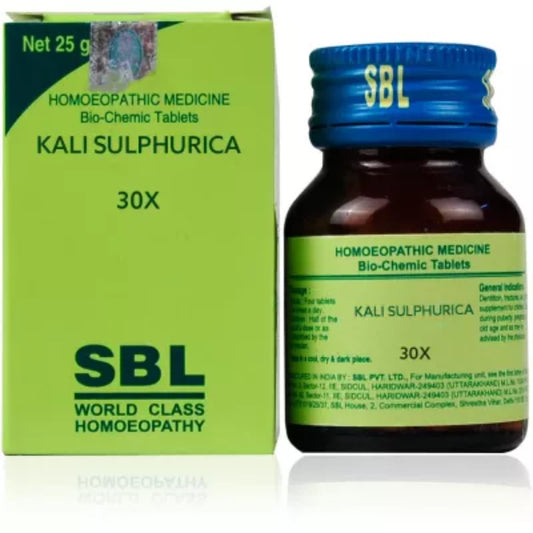 SBL Kali Sulphuricum 30X (25g) For yellow Discharges, Breathlessness,Rash, Eczema, Ringworm, Hairfal