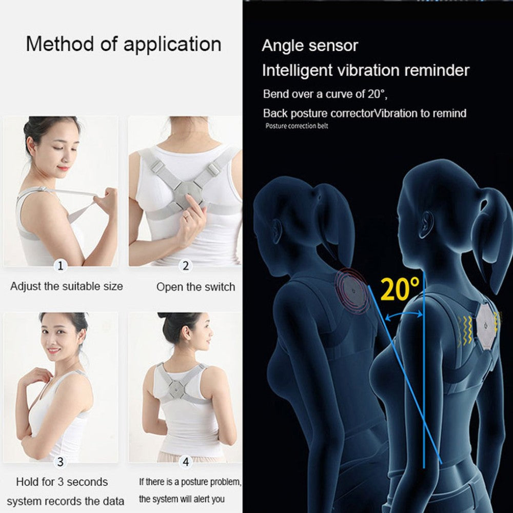 smart back posture corrector, shoulder and back posture band posture reminder with smart vibration s