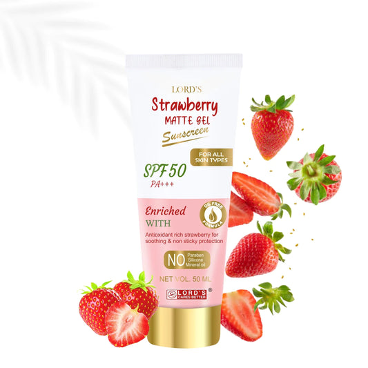 lords strawberry spf 50 matte gel sunscreen (50ml)