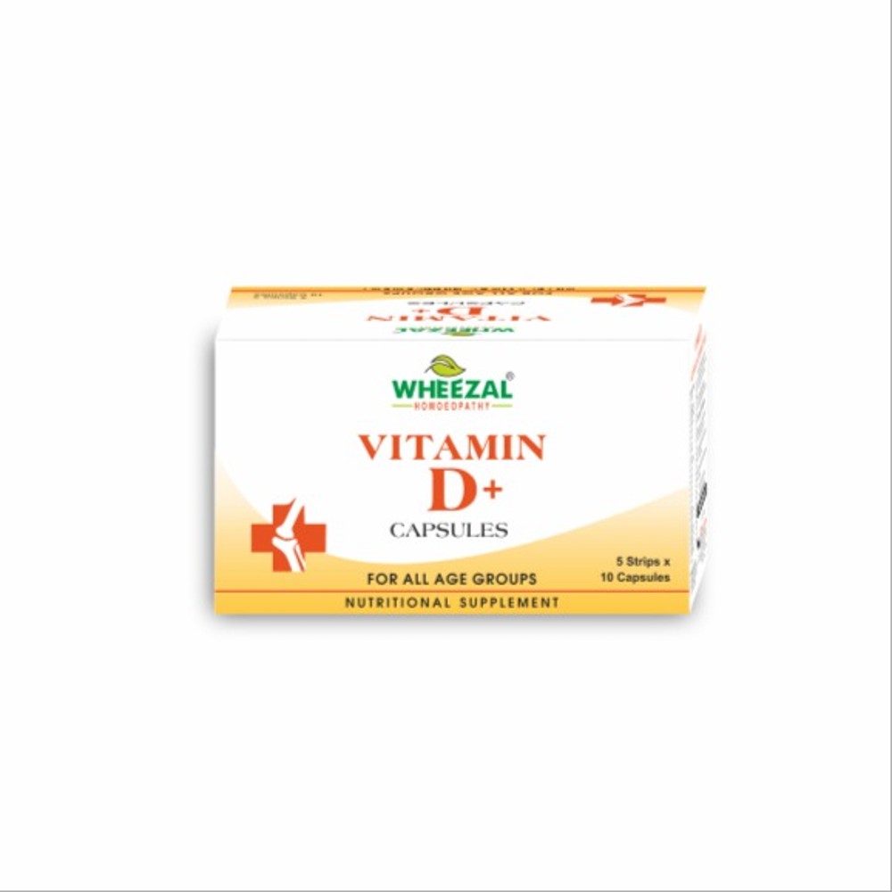 wheezal vitamin d+ capsules(5 strips x 10 capsules)