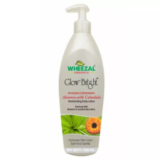 wheezal glow bright moisturising body lotion with calendula & aloevera (500ml)