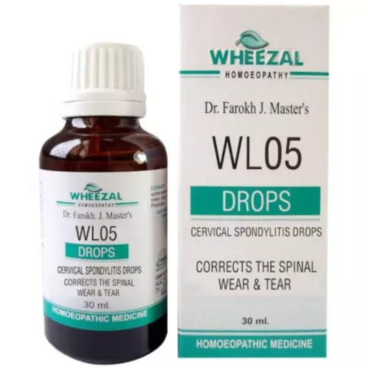 Wheezal WL 5 Cervical Spondylitis Drops (30ml) For Stiff Neck & pain, Vertigo, Pain from Shoulders t