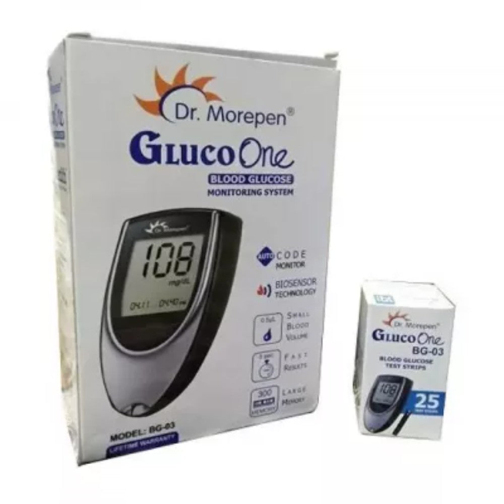 dr morepen glucoone blood glucos monitoring system with 25 strips (1pcs)
