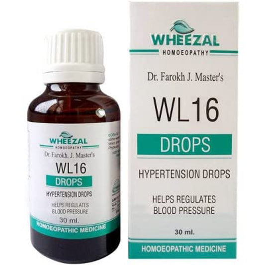Wheezal WL 16 Hypertension Drops (30ml) Regulates High Blood Pressure, heart rate, Relieves Stress,