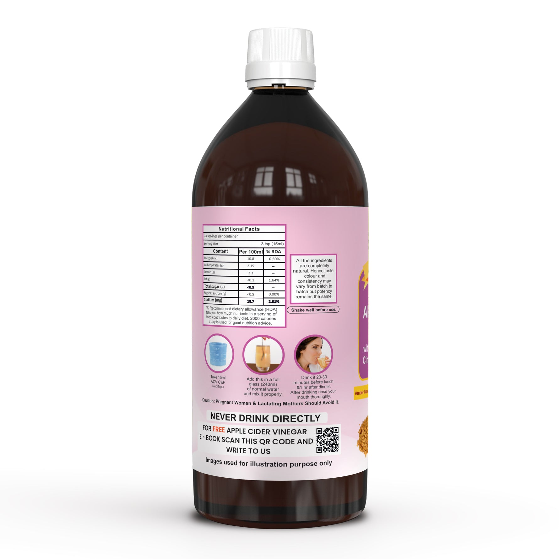 Dr. Patkar's Apple Cider Vinegar Cinnamon & Fenugreek with the Mother -  Pack of 1000ml