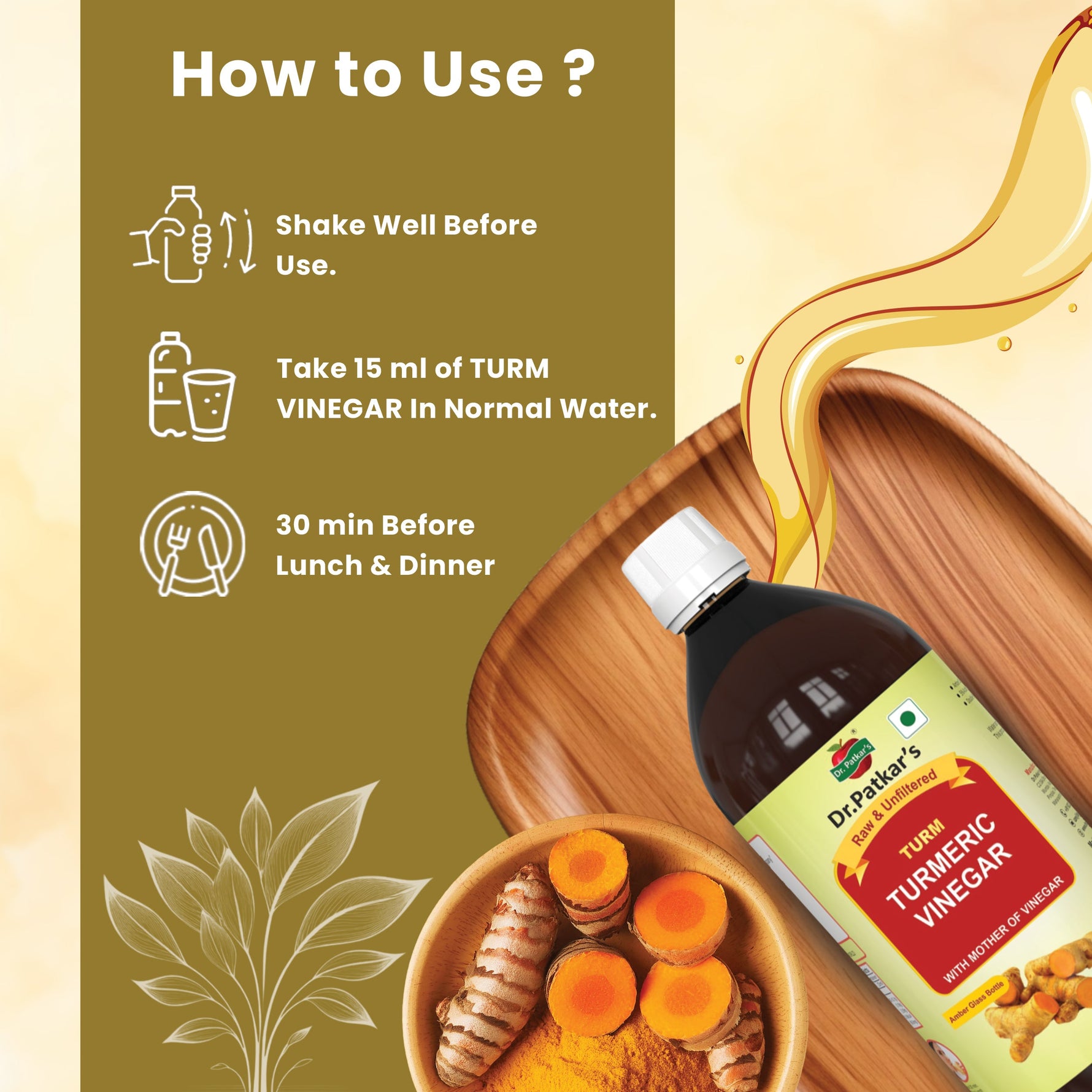 Dr. Patkar's Turmeric Vinegar with Mother - Gut Health & Immunity, 1000ml
