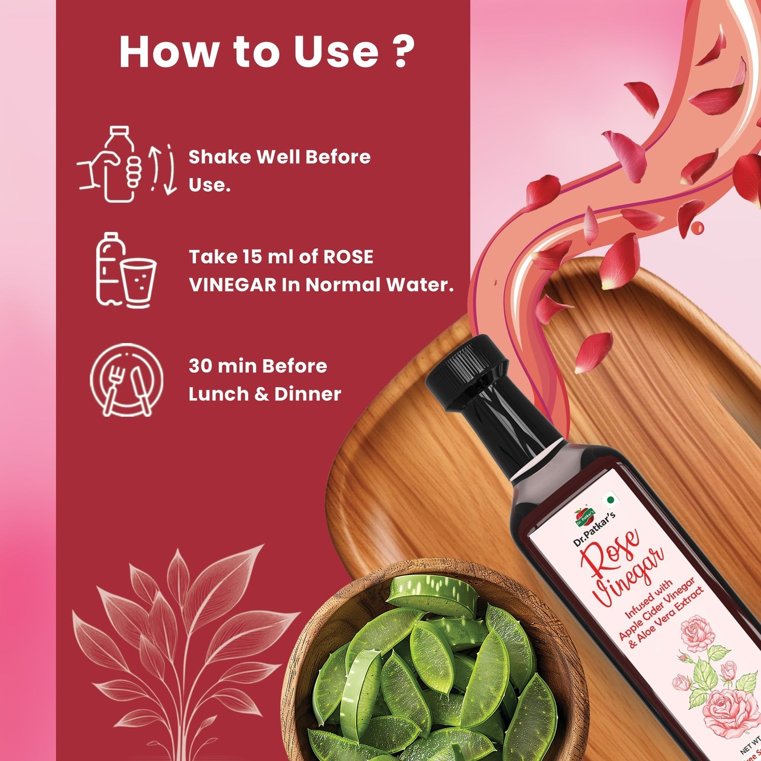 Dr. Patkar's Rose Vinegar with ACV & Aloevera Extract - 100ml