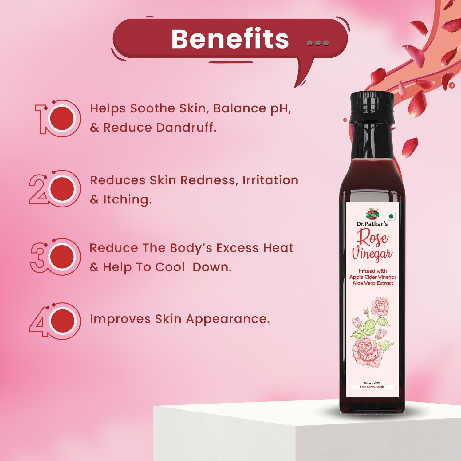 Dr. Patkar's Rose Vinegar with ACV & Aloevera Extract - 250ml