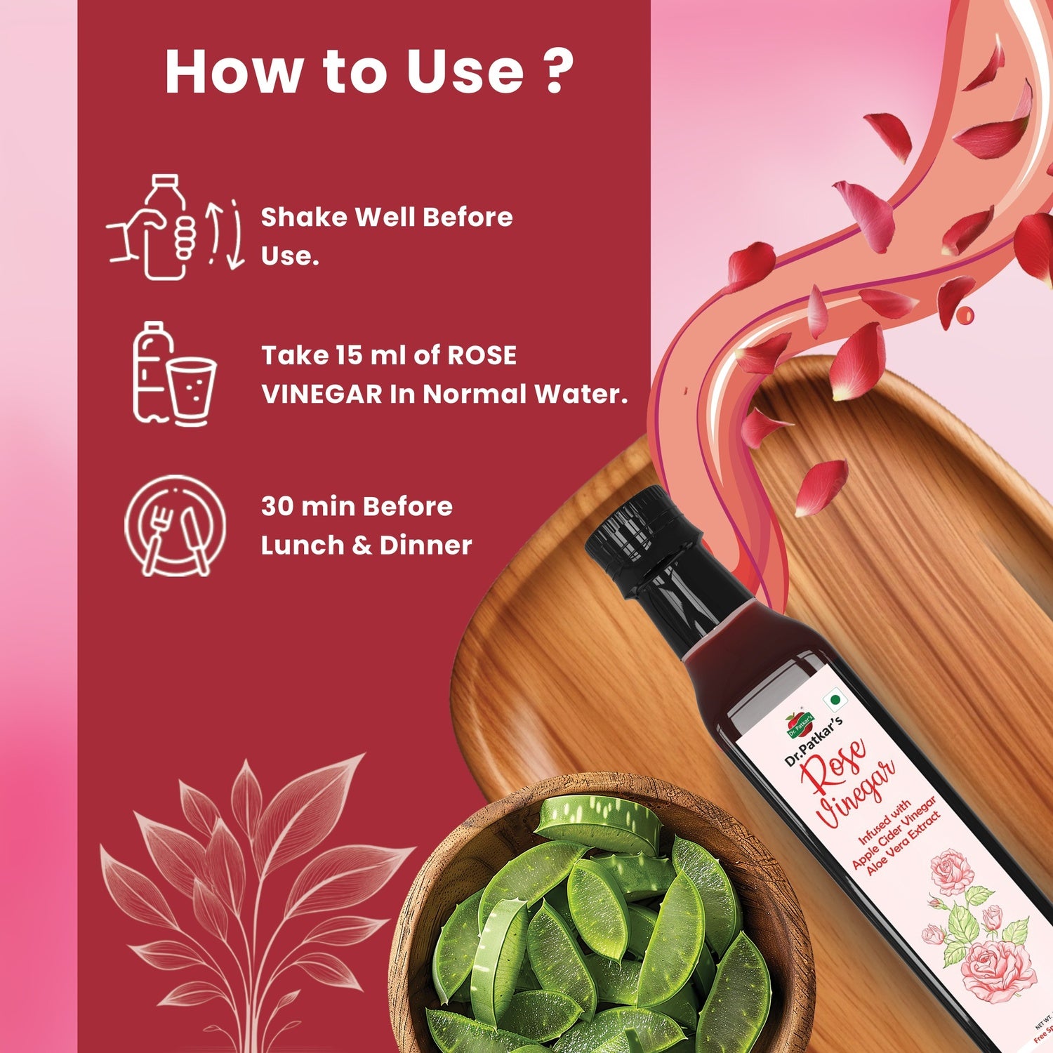 Dr. Patkar's Rose Vinegar with ACV & Aloevera Extract - 250ml