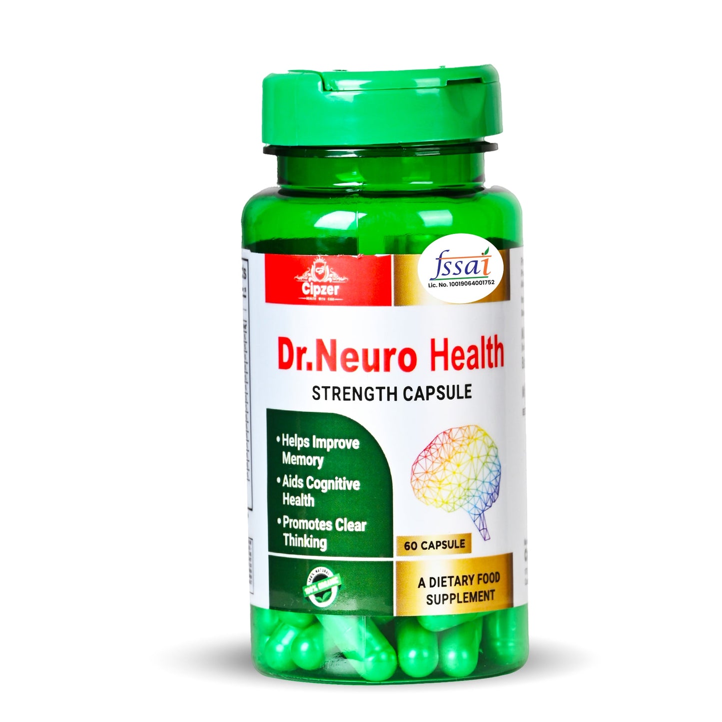 Cipzer Dr. Neuro Health 60 Capsules | Herbal Brain Support For Memory, Focus, Nerve Strength & Calm