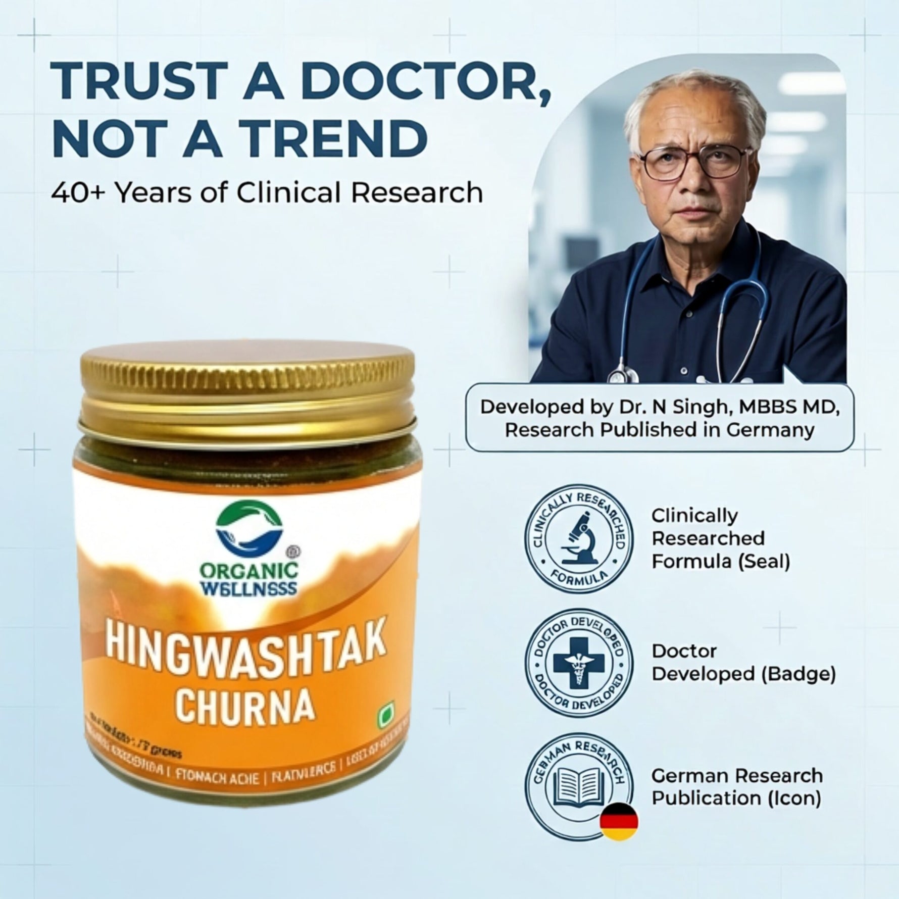 Organic Wellness Hingwashtak Churna, Effective Gastric Stimulant and Digestive Remedy - 75 gm