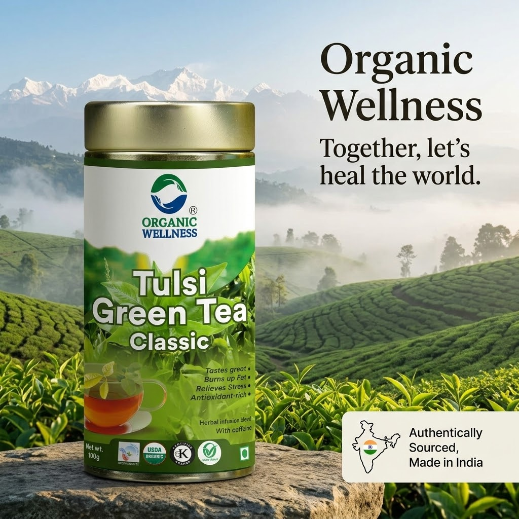 Organic Wellness Tulsi Green Tea Classic 100 grams Tin Pack