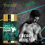 Vitaminnica Pump Expert Arginine AAKG Capsules - Nitric Oxide Muscle Pump Booster, 60 Count