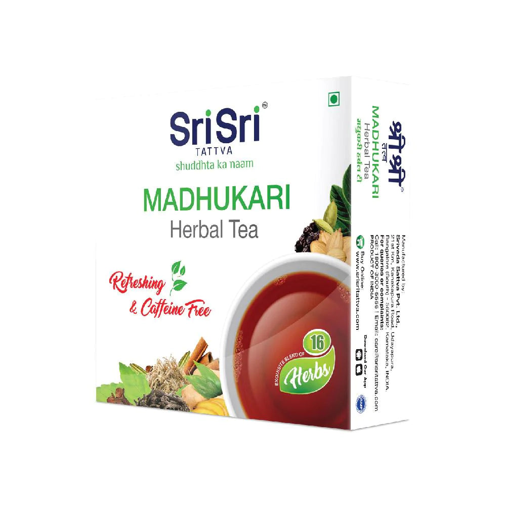 Sri Sri Tattva Madhukari Herbal Tea for Energy & Digestion | Caffeine Free - Pack of 2