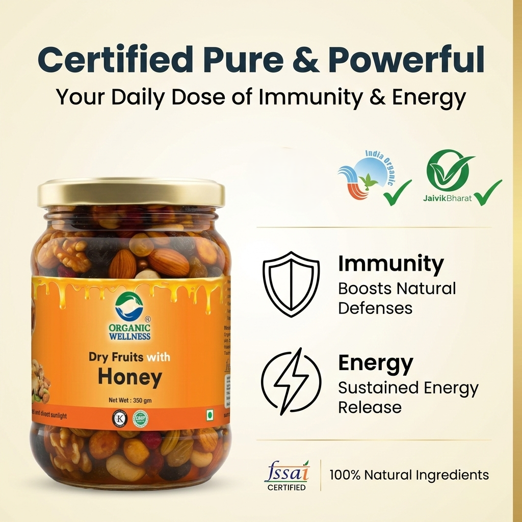Organic Wellness Dry fruits with Honey 350 Grams Bottle