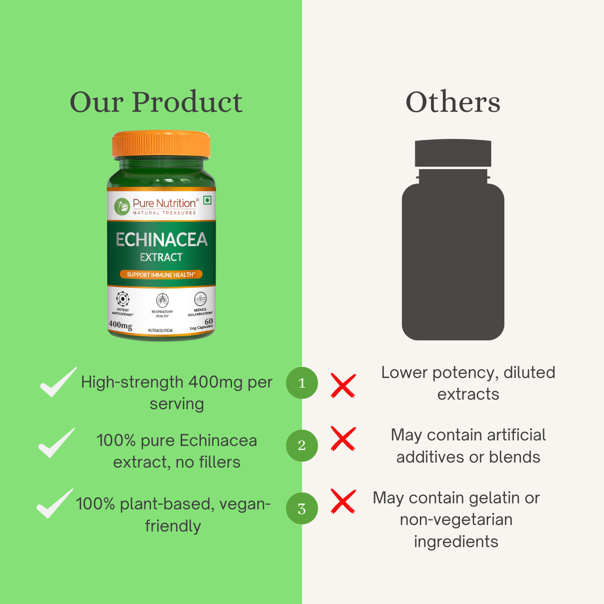 Pure Nutrition Echinacea Purpurea Extract 400mg – 60 Capsules | Herbal Immune Support