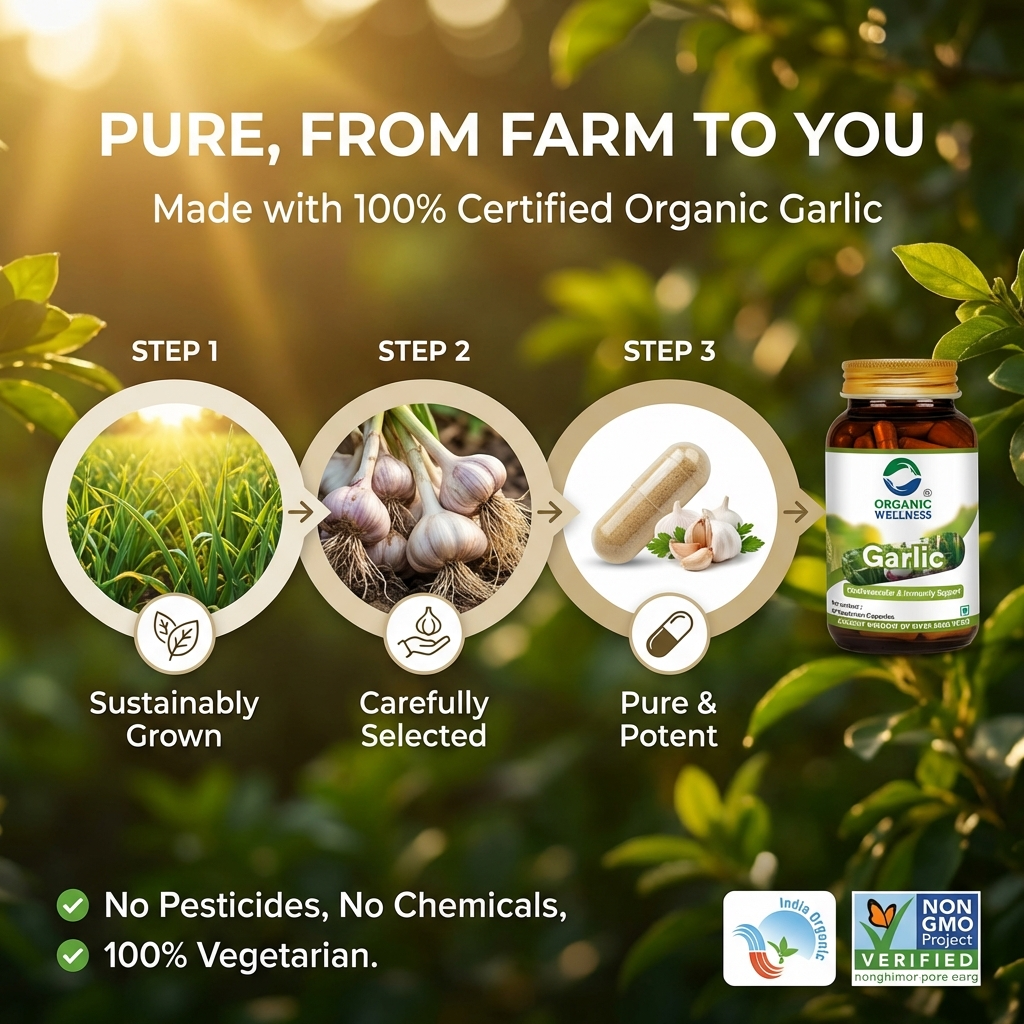 Organic Wellness Garlic Capsules -  90 Vegetarian Capsules