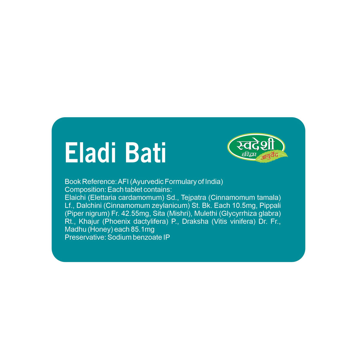 Pack of 2 Eladi Vati 30tab Support for Dry Cough & Throat Wellness.