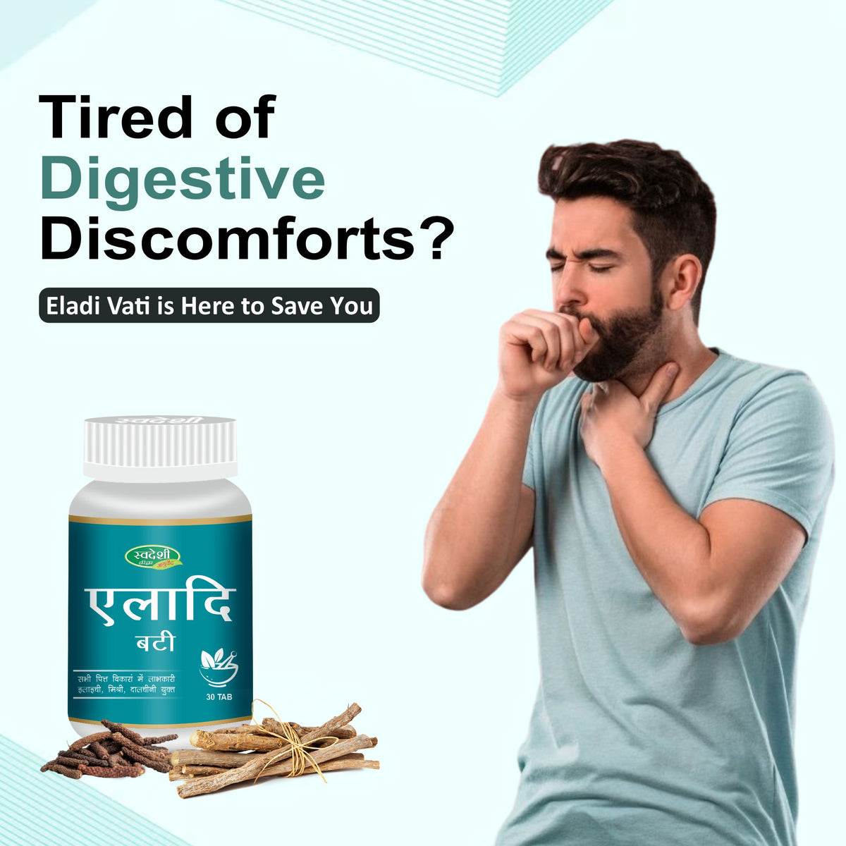 Pack of 2 Eladi Vati 30tab Support for Dry Cough & Throat Wellness.