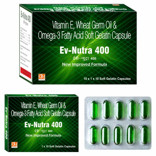 EV-NUTRA 400 Vitamin E, Wheat Germ Oil & Omega 3 Fatty Acid