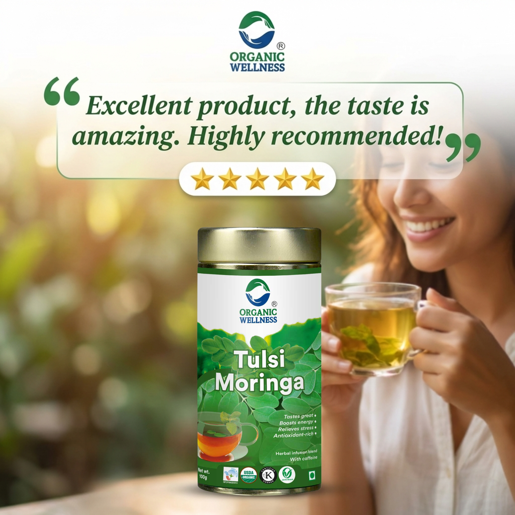 Organic Wellness Tulsi Moringa 100 grams Tin Pack