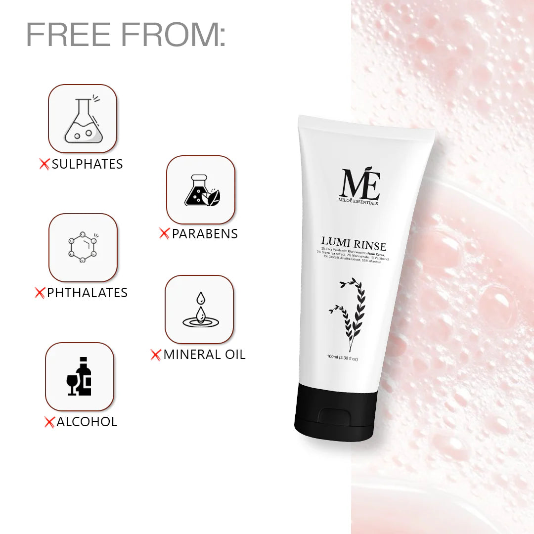 Miloe Mineral Lumi Rinse Face Wash – Soothing Cleanser with Rice Ferment & Centella Asiatica - 100ml