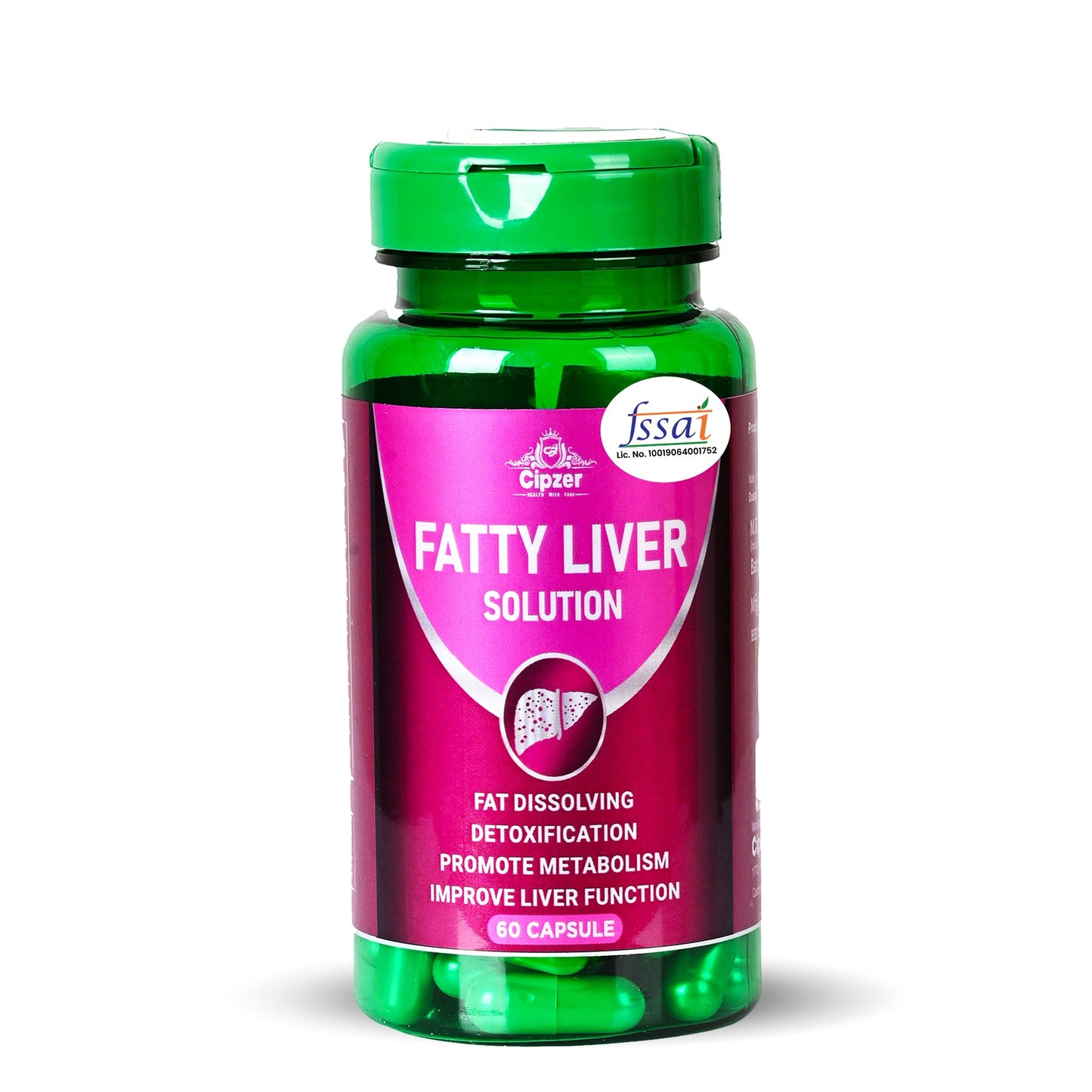 Cipzer Fatty Liver Solution 60 Capsules | Herbal Liver Care for Fatty Liver, Detox, Digestion & Wellness
