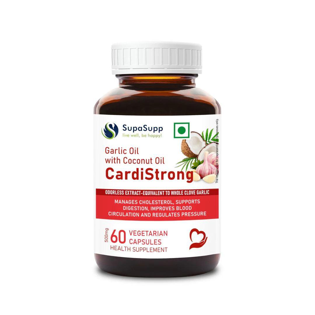 Sri Sri Tattva SupaSupp Garlic Oil Vegetarian Capsule With Coconut Oil, CardiStrong,