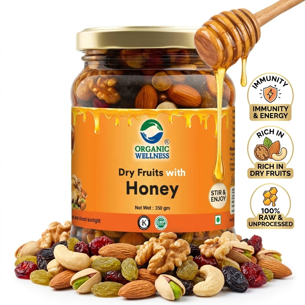 Organic Wellness Dry fruits with Honey 350 Grams Bottle