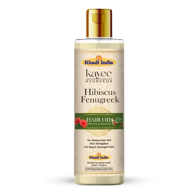 Kayee Ayurveda Hibiscus Fenugreek Hair Oil for Men & Women | Herbal Hair Growth Oil for Scalp Care & Hair Nourishment | Helps Condition Dry Hair, Support Stronger-Looking Hair & Enhance Natural Shine-210ML