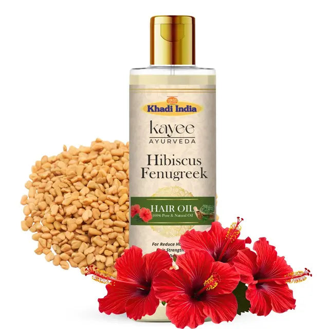 Kayee Ayurveda Hibiscus Fenugreek Hair Oil for Men & Women | Herbal Hair Growth Oil for Scalp Care & Hair Nourishment | Helps Condition Dry Hair, Support Stronger-Looking Hair & Enhance Natural Shine-210ML