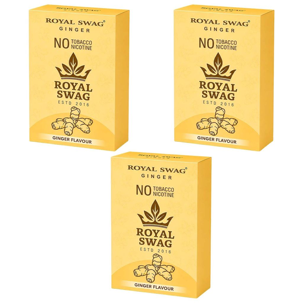 Royal Swag Herbal Cigarettes Ginger Flavour - Tobacco Free (10 Sticks - 3 Pack)