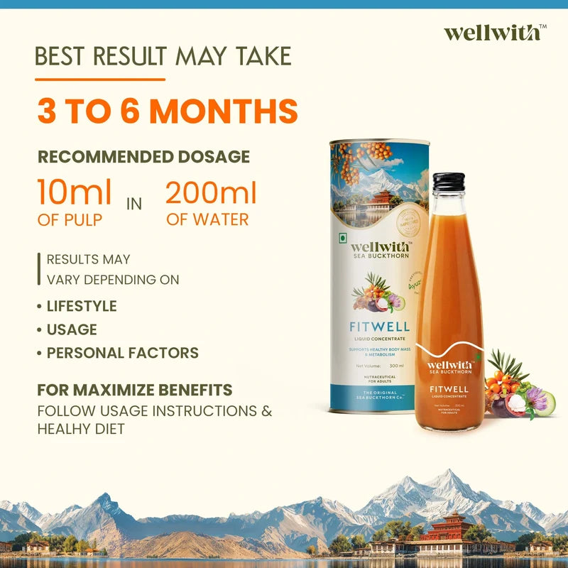 WellWith Sea Buckthorn FitWell Juice for Weight Management & Metabolism (300ml)
