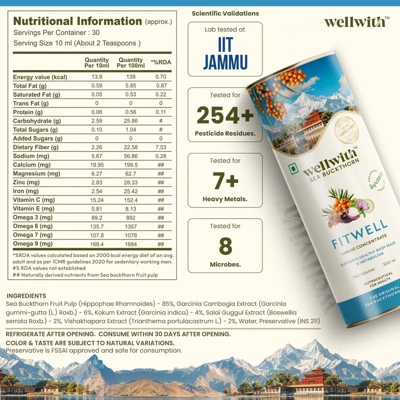 WellWith Sea Buckthorn FitWell Juice for Weight Management & Metabolism (300ml)