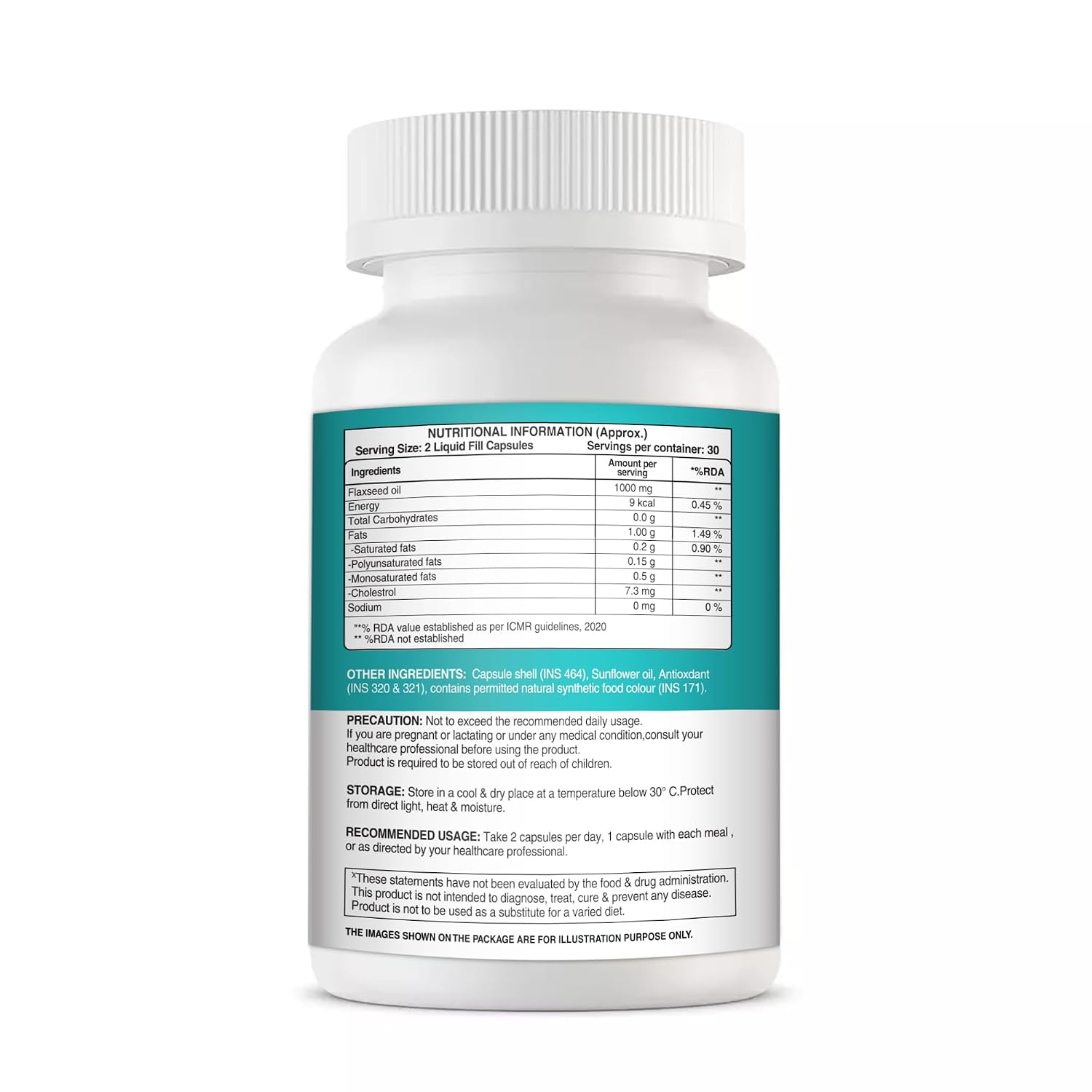 Ryt Nutrition Flaxseed Oil (1000mg) - 60 Veg Capsules, With Omega 3 Fatty Acid Capsules High Absorption for Heart, Joint Support, Boost Immunity &amp; Support Digestive health