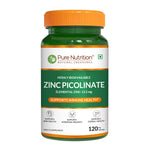 Pure Nutrition Zinc Picolinate | Zinc Supplements for Men & Women | Highly Bioavailable Elemental Zinc 13.2mg | Supports Immune Health, Skin, Hormonal Balance & Metabolism | Daily Zinc Supplement 120 Veg Capsules