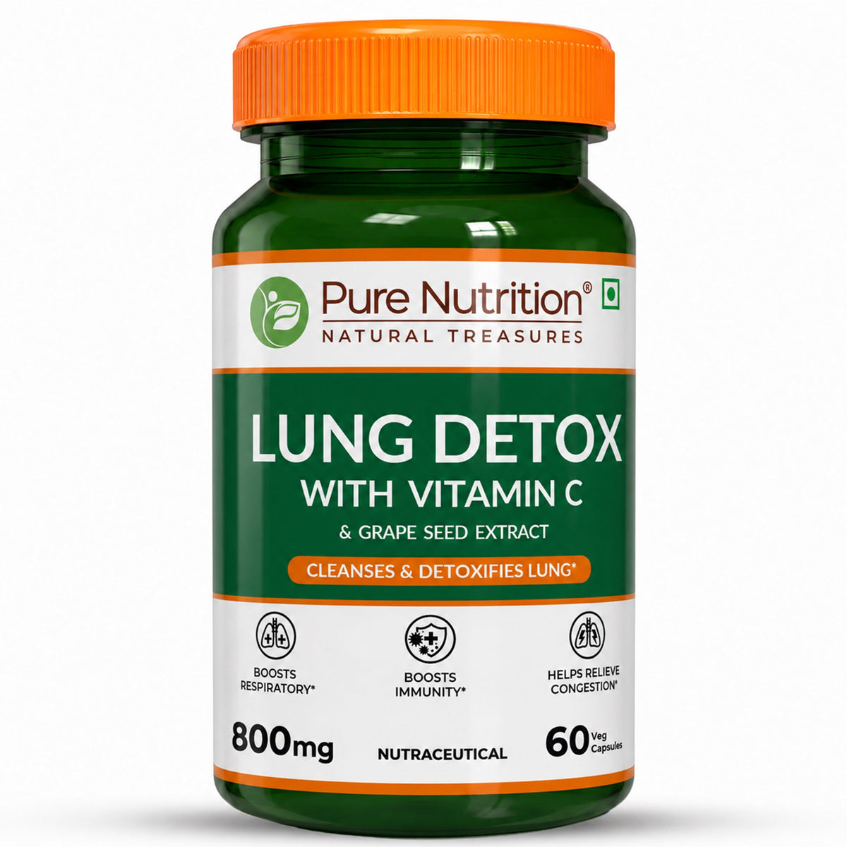 Pure Nutrition Lung Detox Capsule with Vitamin C 800mg for respiratory wellness