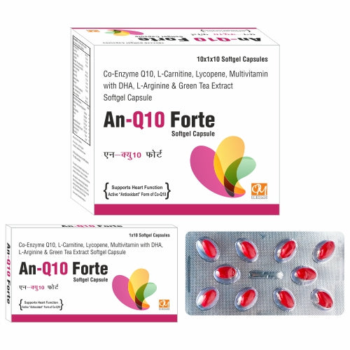 AN-Q10 FORTE Co-Enzyme Q 10, L-Carnitine Lycopene, Multivitamin with DHA, L-Arginine & green Tea Extract Soft Gel