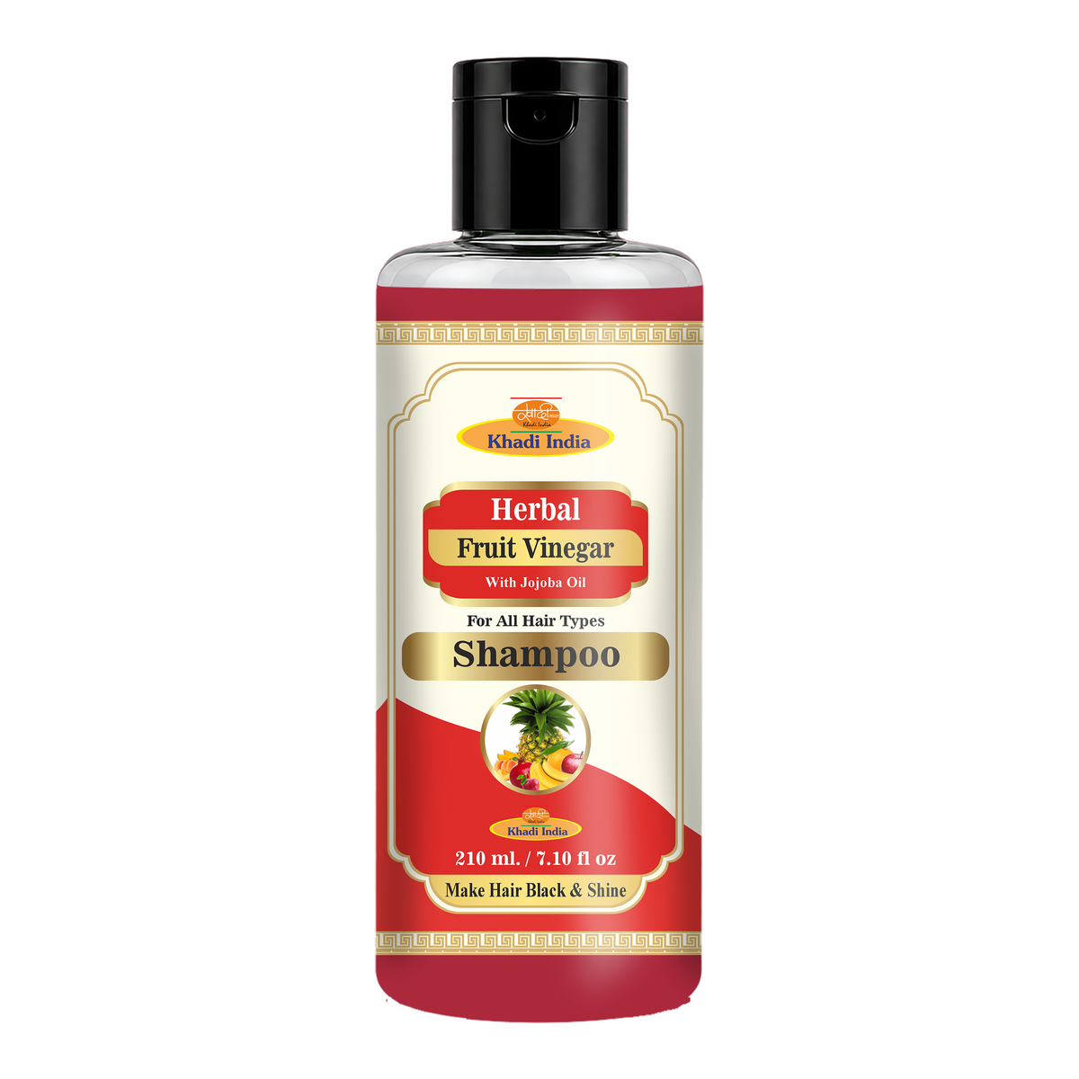 Khadi Care Herbal Fruit Vinegar Shampoo with Jojoba Oil for Shine & Frizz Control - 210ml