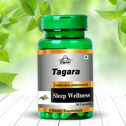 Cipzer Tagara Capsule - 30 Capsules | Natural Sleep Support, Stress Relief, Brain Health & Relaxation