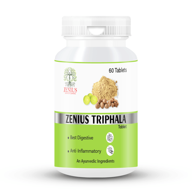 Zenius Triphala Tablets - Ayurvedic Digestive Support Tablets for Detox, Regularity, and Gut Health - 60 Tablets