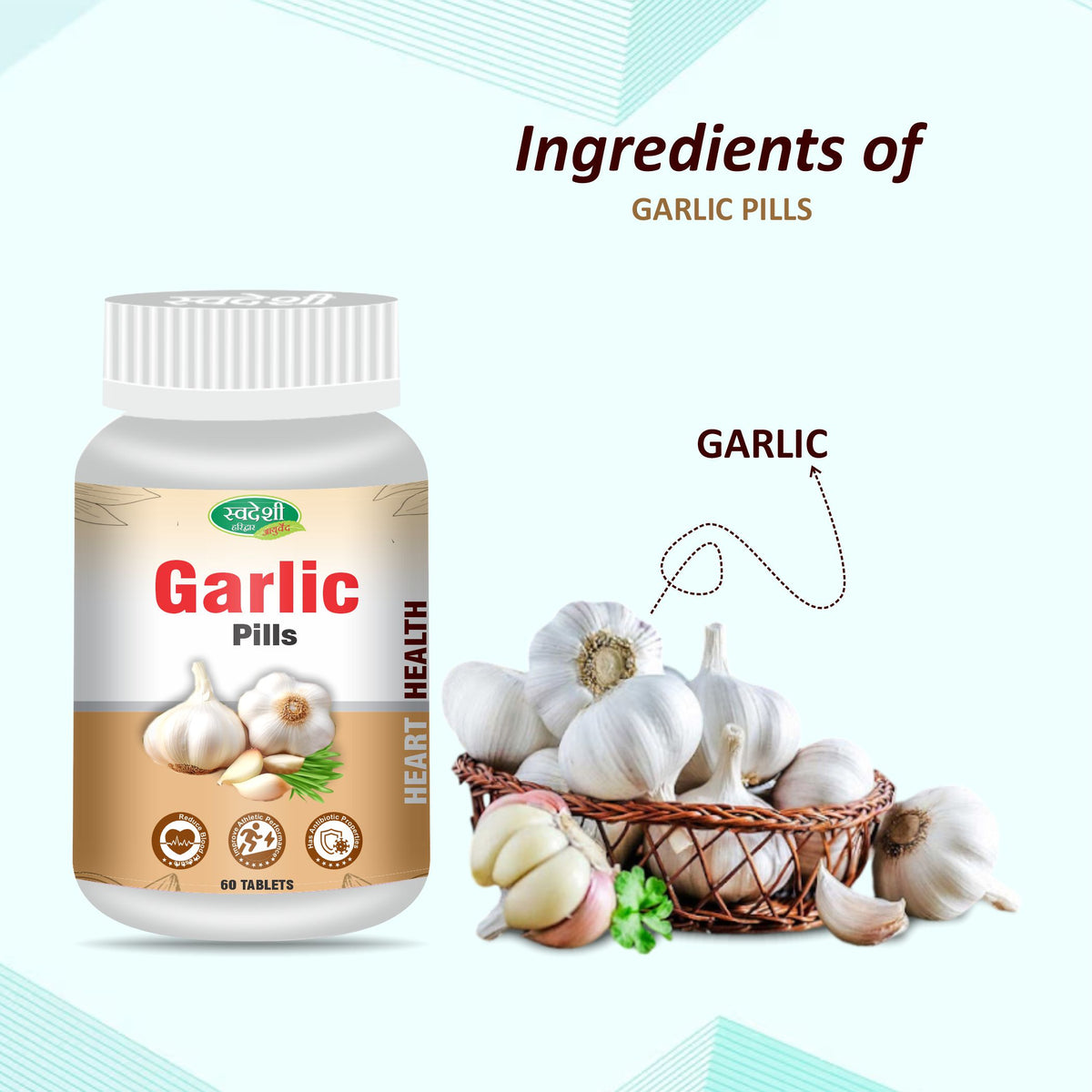 Pack of 2 Garlic pills 60 tab for support daily wellness.