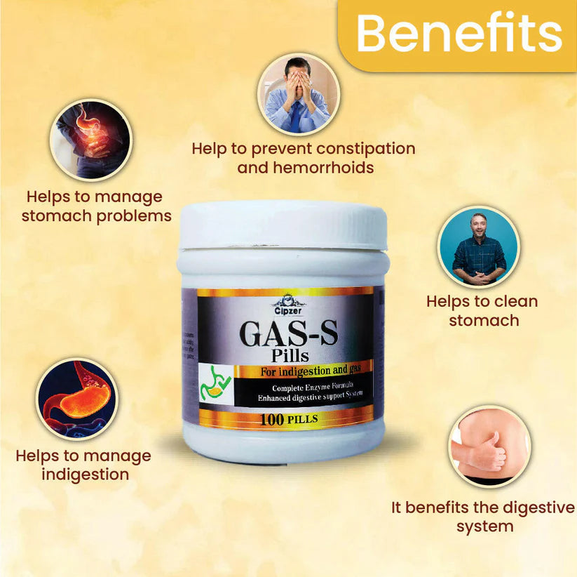 Cipzer Gas-s Pill - 100 pils for Digestive, Acidity, Bloating & Constipation Issues Tablet