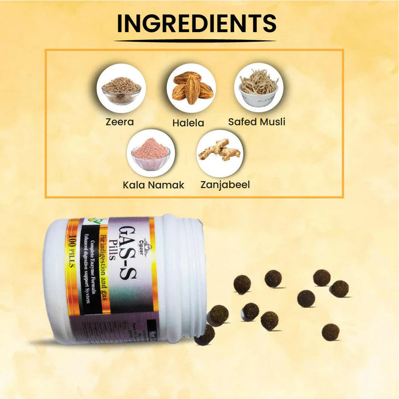 Cipzer Gas-s Pill - 100 pils for Digestive, Acidity, Bloating & Constipation Issues Tablet