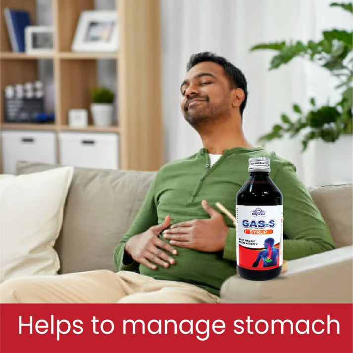 Cipzer Gas S Syrup - 100ml | Herbal Relief for Gas, Acidity, Indigestion, Constipation & Bloating