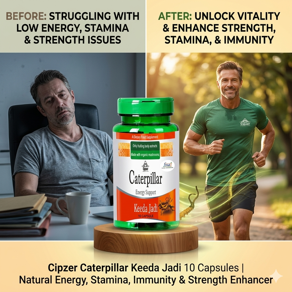 Cipzer Caterpillar Keeda Jadi Capsules - Natural Endurance & Vitality Support (10 Capsules)